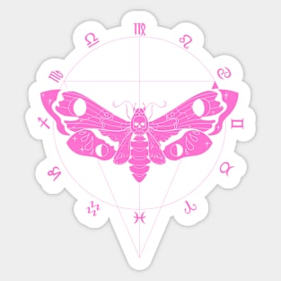 Deaths Head Moth - Pink Sticker